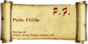 Poós Fülöp névjegykártya
